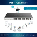 D-Link Gigabit Ethernet Optical Transceiver Multimode 1000BASE-SX SFP module 28-Port Gigabit w/PoE (193W) DGS-1210-28P