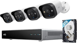 eufy Security PoE NVR CCTV Camera Systems E40, 4 4K Bullet Cams, 4K UHD Wired Outdoor Cam, 122° FOV, Night Vision, 24/7 Recording, AI Detection, Red & Blue Lights, 8 Channel NVR, 2TB HDD, IP67