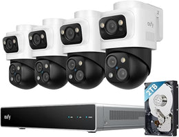 eufy Security PoE NVR CCTV Camera Systems S4 Max, 4K UHD Triple-Lens Bullet-PTZ Cam with 2TB Hard Drive, 360° Coverage, Smart Video Finder, Cross-Cam Tracking, Red & Blue Lights, 24/7 Recording, IP65