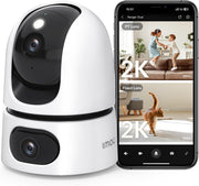 Imou Dual-Lens 2K+2K Indoor Security Camera, House Security Camera 360°Full Coverage, Pet Baby Camera with APP, Color Night Vision, Human/Pet/Sound/Motion Detection, Siren Spotlight, 2.4/5GHz Wifi