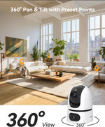 Imou Dual-Lens 2K+2K Indoor Security Camera, House Security Camera 360°Full Coverage, Pet Baby Camera with APP, Color Night Vision, Human/Pet/Sound/Motion Detection, Siren Spotlight, 2.4/5GHz Wifi