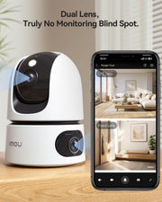 Imou Dual-Lens 2K+2K Indoor Security Camera, House Security Camera 360°Full Coverage, Pet Baby Camera with APP, Color Night Vision, Human/Pet/Sound/Motion Detection, Siren Spotlight, 2.4/5GHz Wifi
