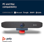 Poly (Plantronics + Polycom) Studio P15 Personal Video Bar - 4K Camera, Microphones & Speaker Solution With Premium Audio - Certified for Zoom and Teams