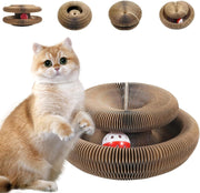 Foldable Cardboard Cat Scratcher Toy with Bell Ball