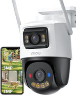 Imou Dual Lens Outdoor Security Camera, 6MP Wireless CCTV Camera for Home with AI Human Vehicle Detection/Color Night Vision/Work w/Alexa, Crusier Dual 2 2K+2K Wifi6 Pan & Tilt Surveilliance Camera