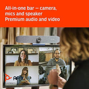 Poly (Plantronics + Polycom) Studio P15 Personal Video Bar - 4K Camera, Microphones & Speaker Solution With Premium Audio - Certified for Zoom and Teams
